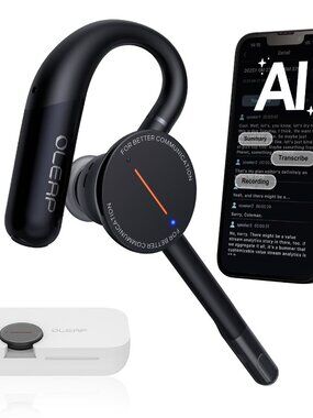 Archer AI Voice Recorder Earpiece, Wireless Single Ear Bluetooth Headset, Meetin